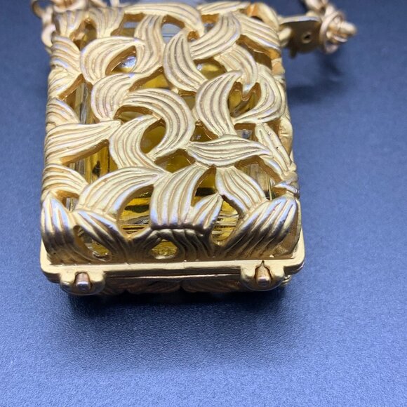 Vintage 1990's Authentic CHANEL Gold Toned No 5 Perfume Chain Necklace - Picture 5 of 10